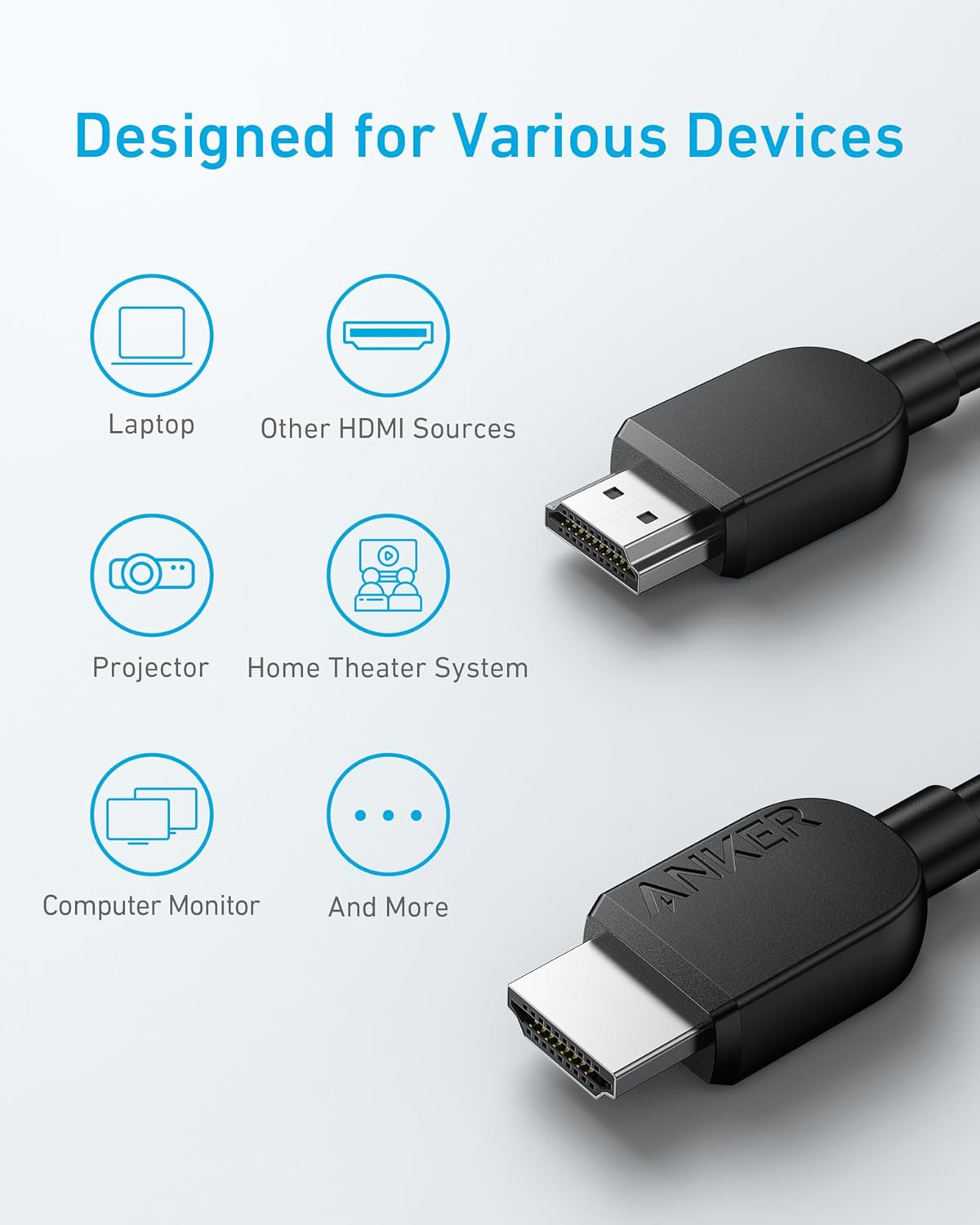 Anker HDMI 2.1 8K/60Hz 6FT Cable - Black Anker HDMI 2.1 8K/60Hz 6FT Cable - Black
